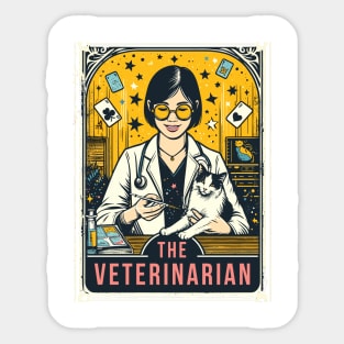 The Veterinarian Magician Cat Funny Tarot Card Pun Horoscope Sticker